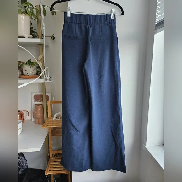 Abercrombie & Fitch Tailored Wide Leg Pants in Navy XXS Short - Picture 2 of 3